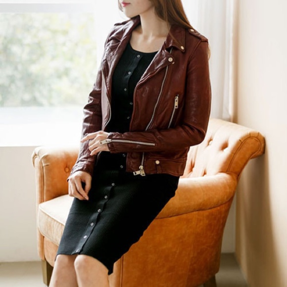 7 for all Mankind Leather Basic Biker Jacket